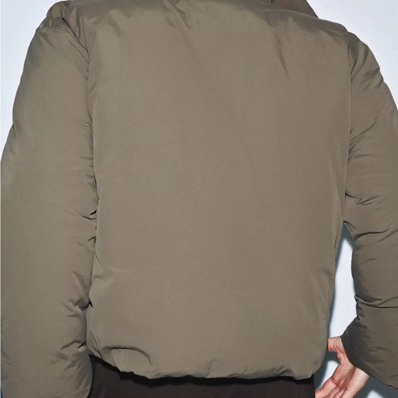 New Zara Short puffer anorak with ties in khaki-large - Picture 5 of 7